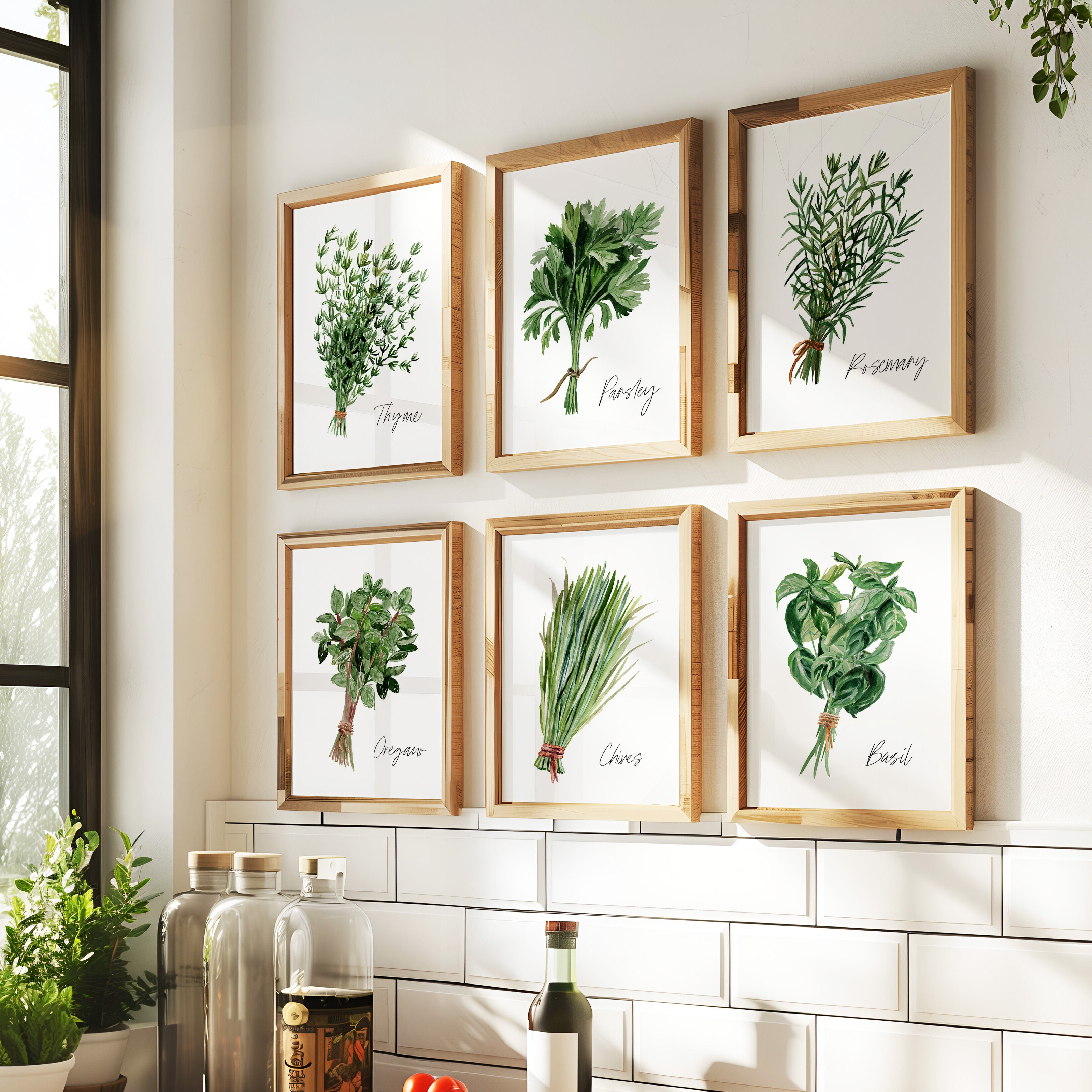 Watercolor Kitchen & Garden Herbs - Set of 6 Fine Art Prints ...