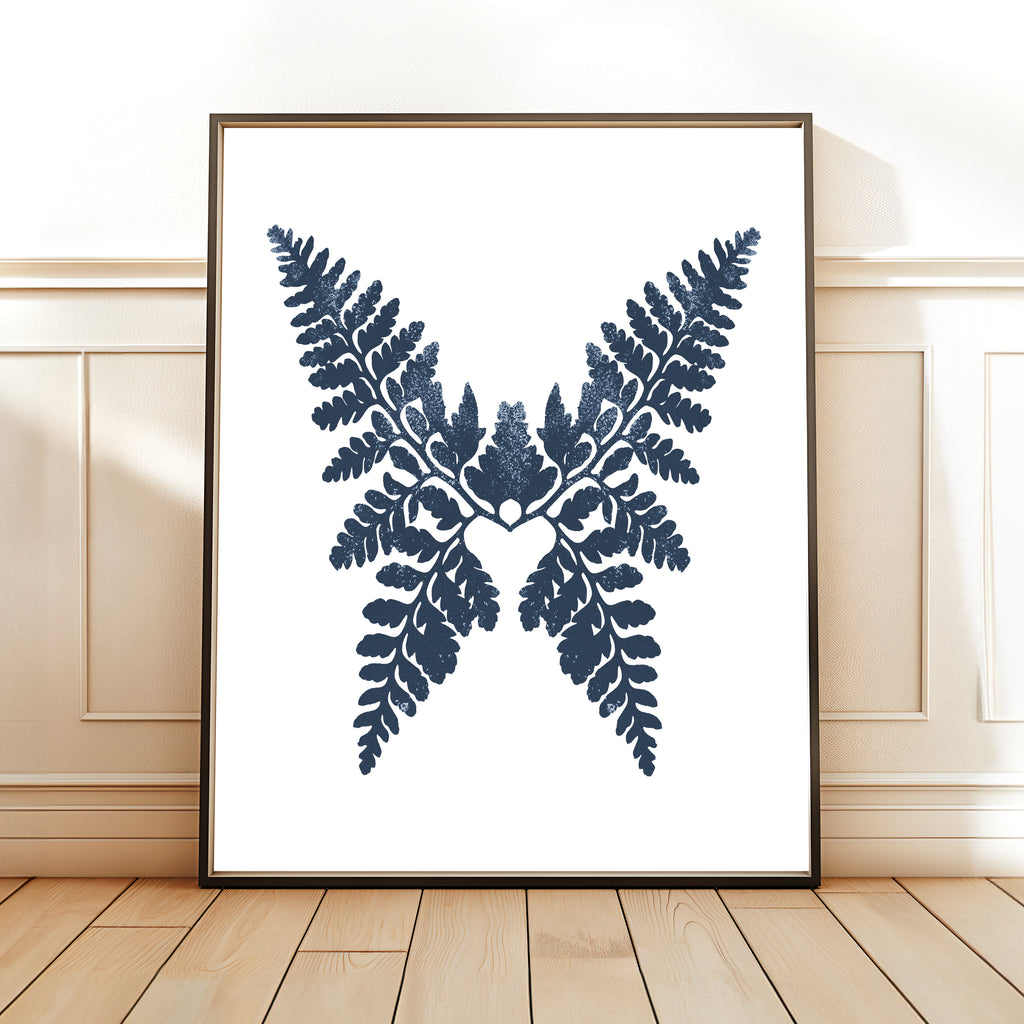 Botanical Ink Splashes - Textured Blue on White - Set of 4
