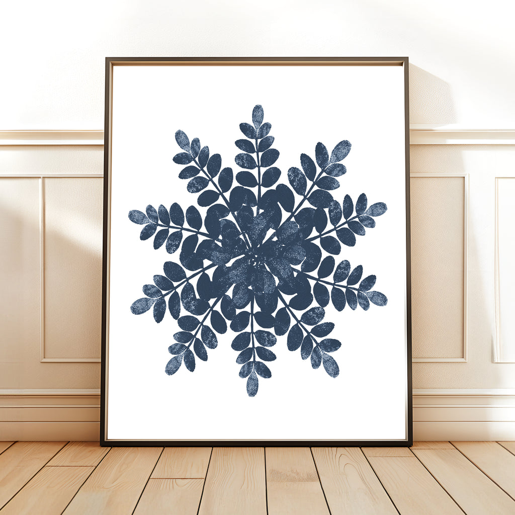 Botanical Ink Splashes - Textured Blue on White - Set of 4