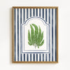 Vintage Ferns on Blue Watercolor Stripes - Set of 3