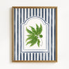 Vintage Ferns on Blue Watercolor Stripes - Set of 3