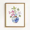 Wildflower Stems in Blue Ginger Vases - Set of 2
