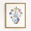 Wildflower Stems in Blue Ginger Vases - Set of 2