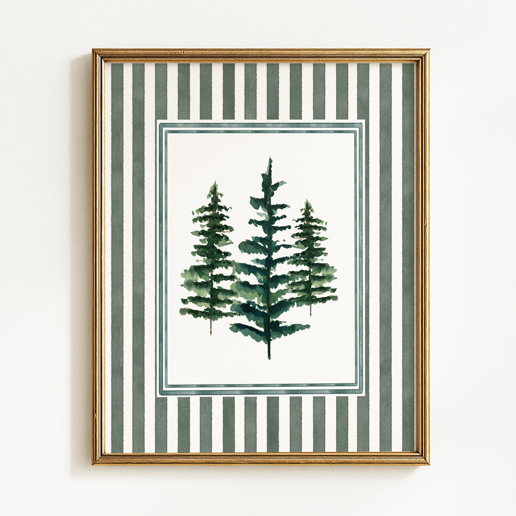 Watercolor Evergreen Pine Trees - Set of 2