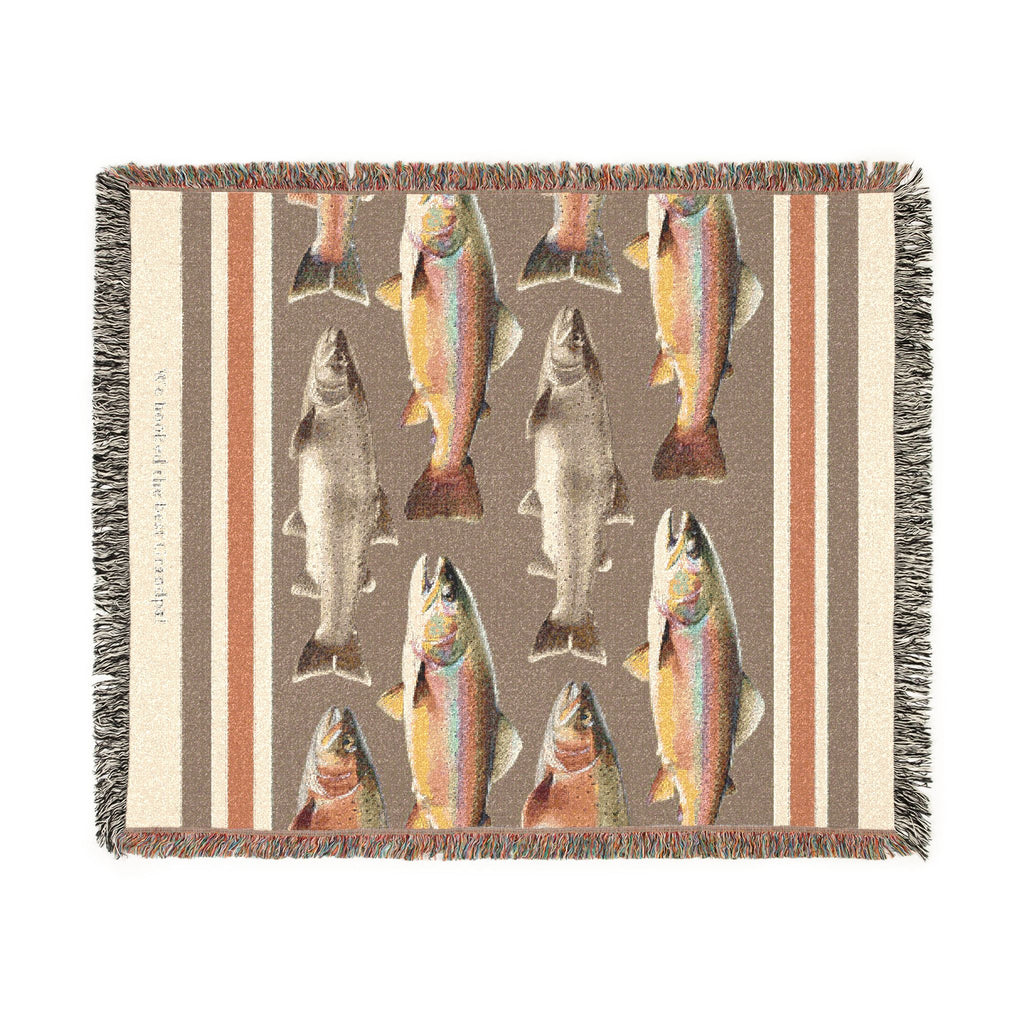 Trout Fishing Woven Cotton Blanket