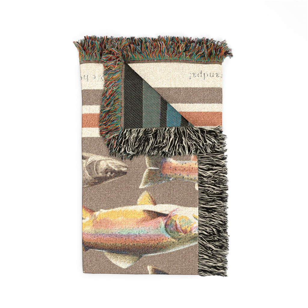 Trout Fishing Woven Cotton Blanket