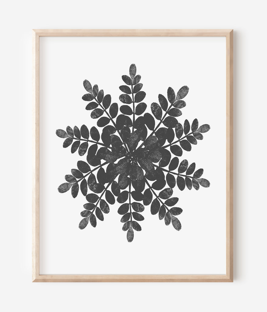 Botanical Ink Splashes - Textured Black on White - Set of 4