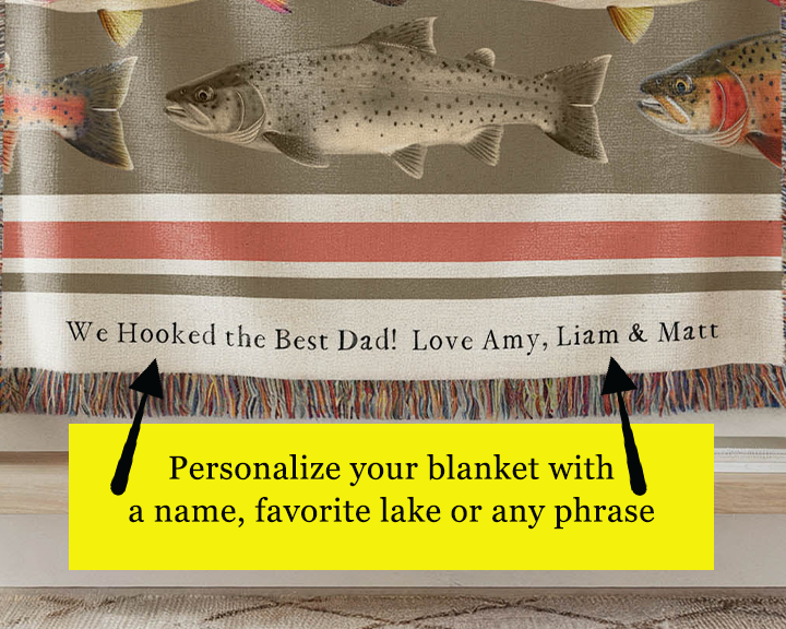 Trout Fishing Woven Cotton Blanket
