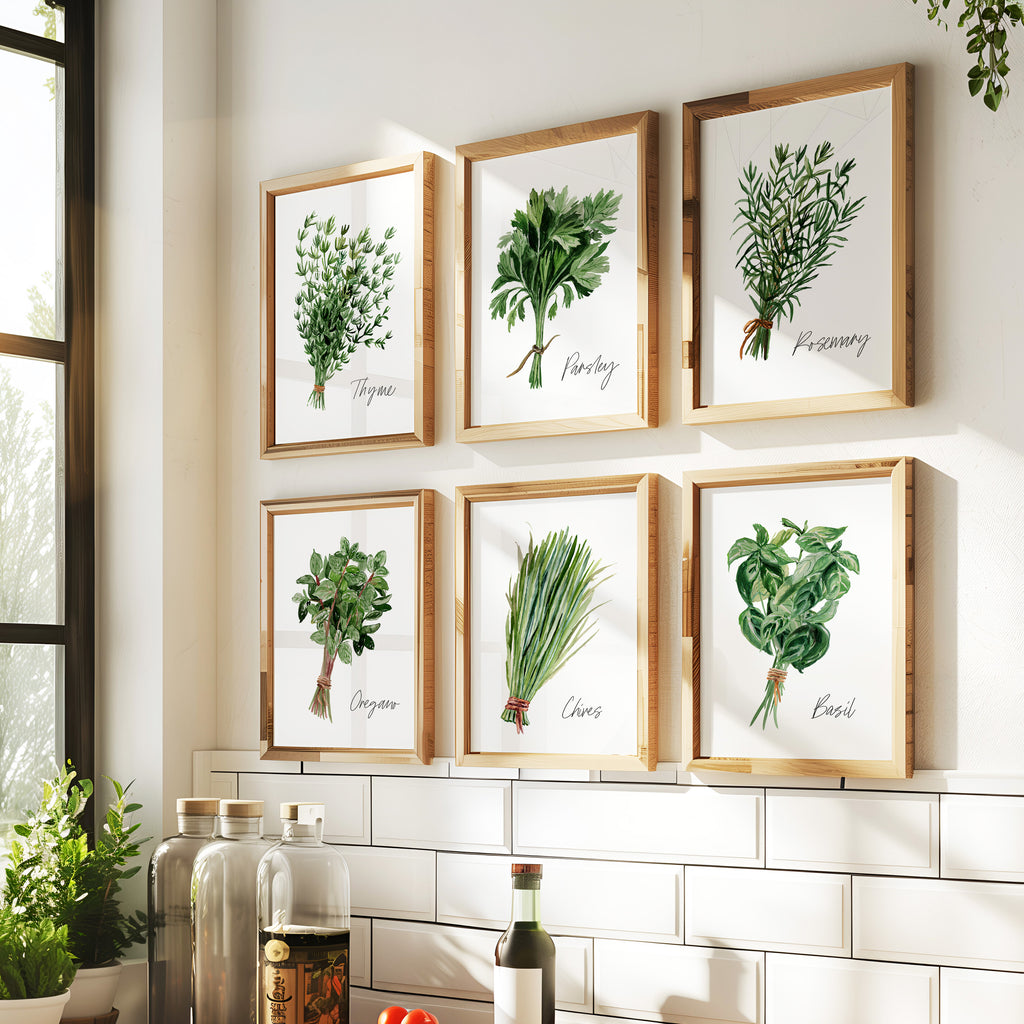 Watercolor Kitchen & Garden Herbs - Set of 6