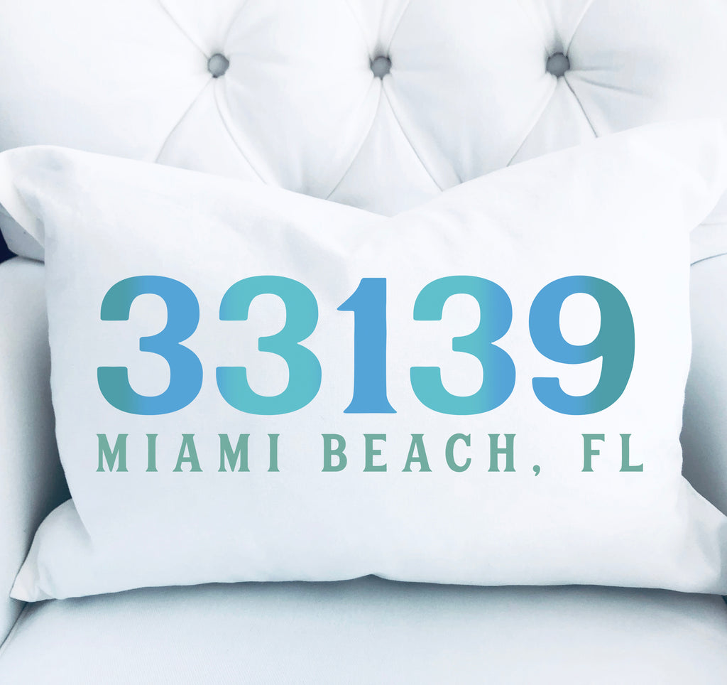 Coastal Beach Town Zip Code Personalized Pillow