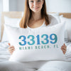 Coastal Beach Town Zip Code Personalized Pillow