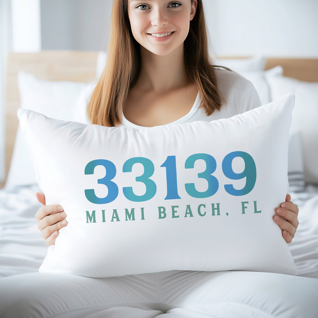 Coastal Beach Town Zip Code Personalized Pillow