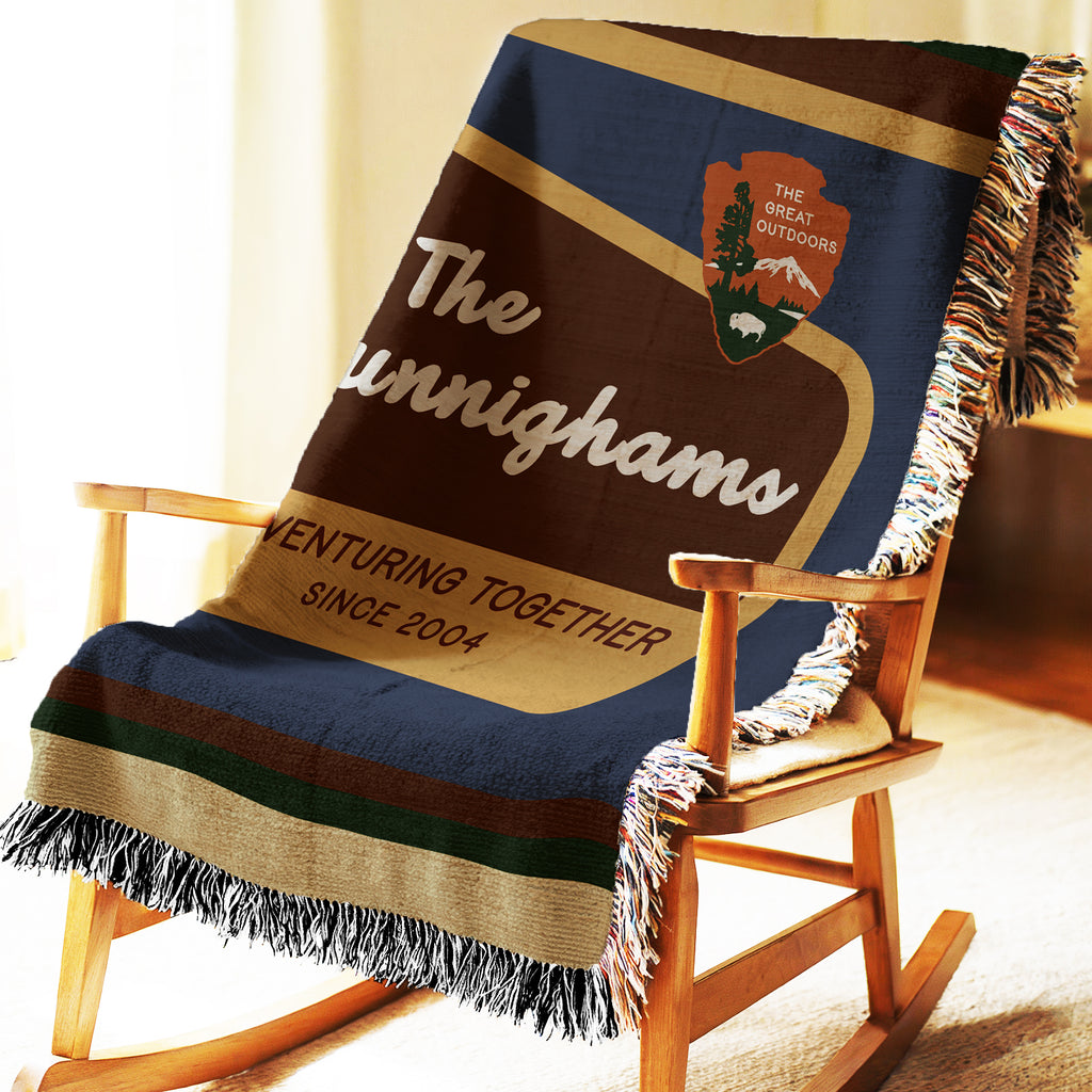National Park Outdoors Adventure Woven Cotton Blanket