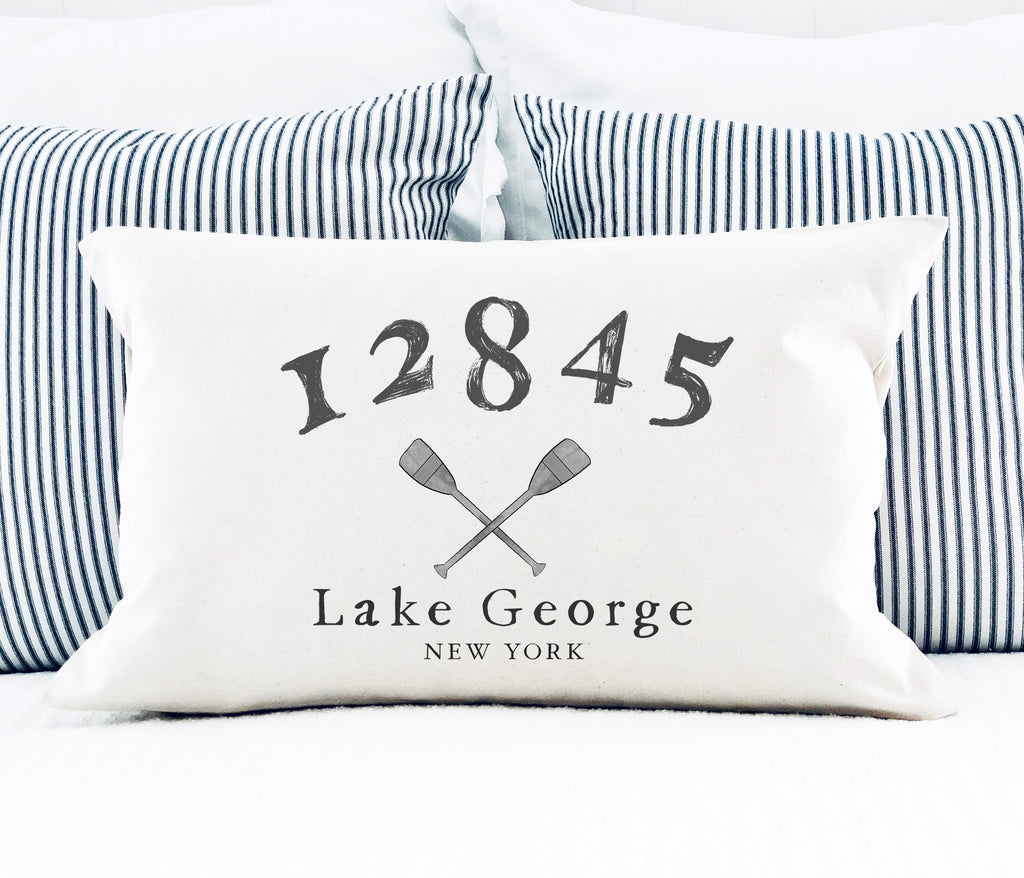 Lake/River/Beach Town Zip Code Personalized Pillow