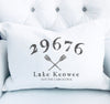 Lake/River/Beach Town Zip Code Personalized Pillow