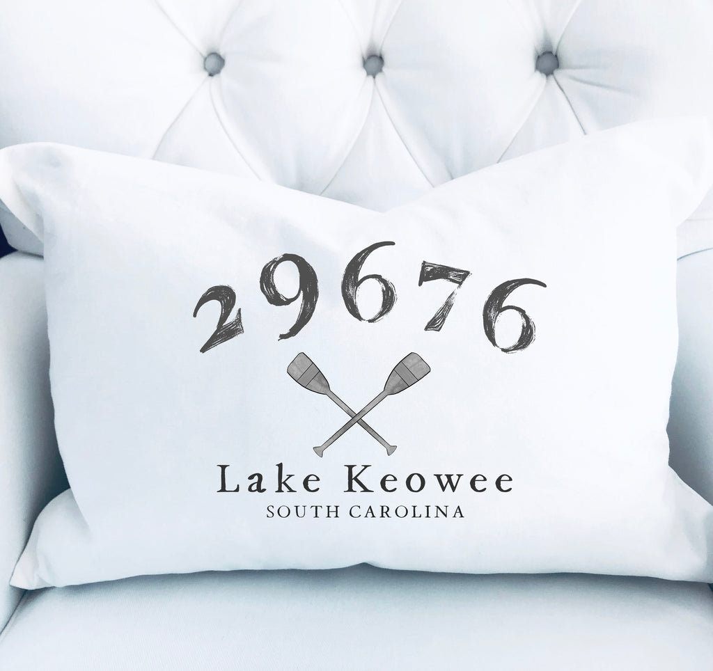 Lake/River/Beach Town Zip Code Personalized Pillow