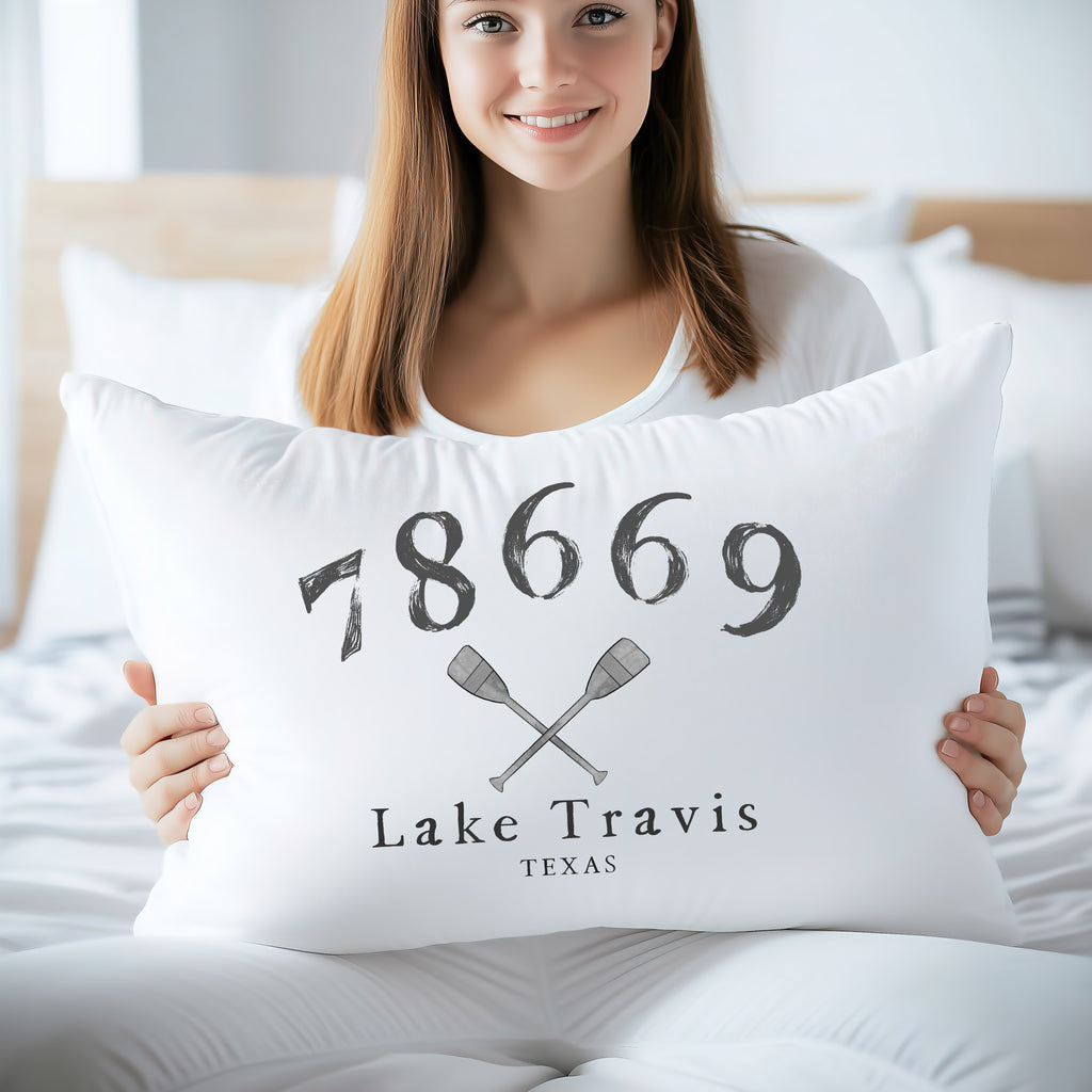 Lake/River/Beach Town Zip Code Personalized Pillow