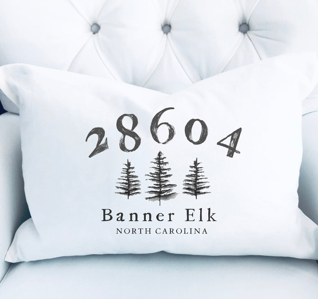 Mountain/Lake Town Zip Code Personalized Pillow