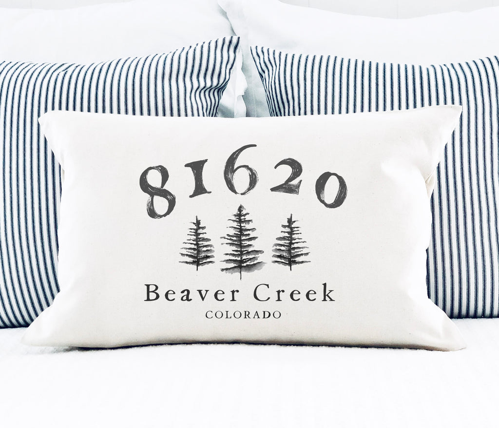 Mountain/Lake Town Zip Code Personalized Pillow