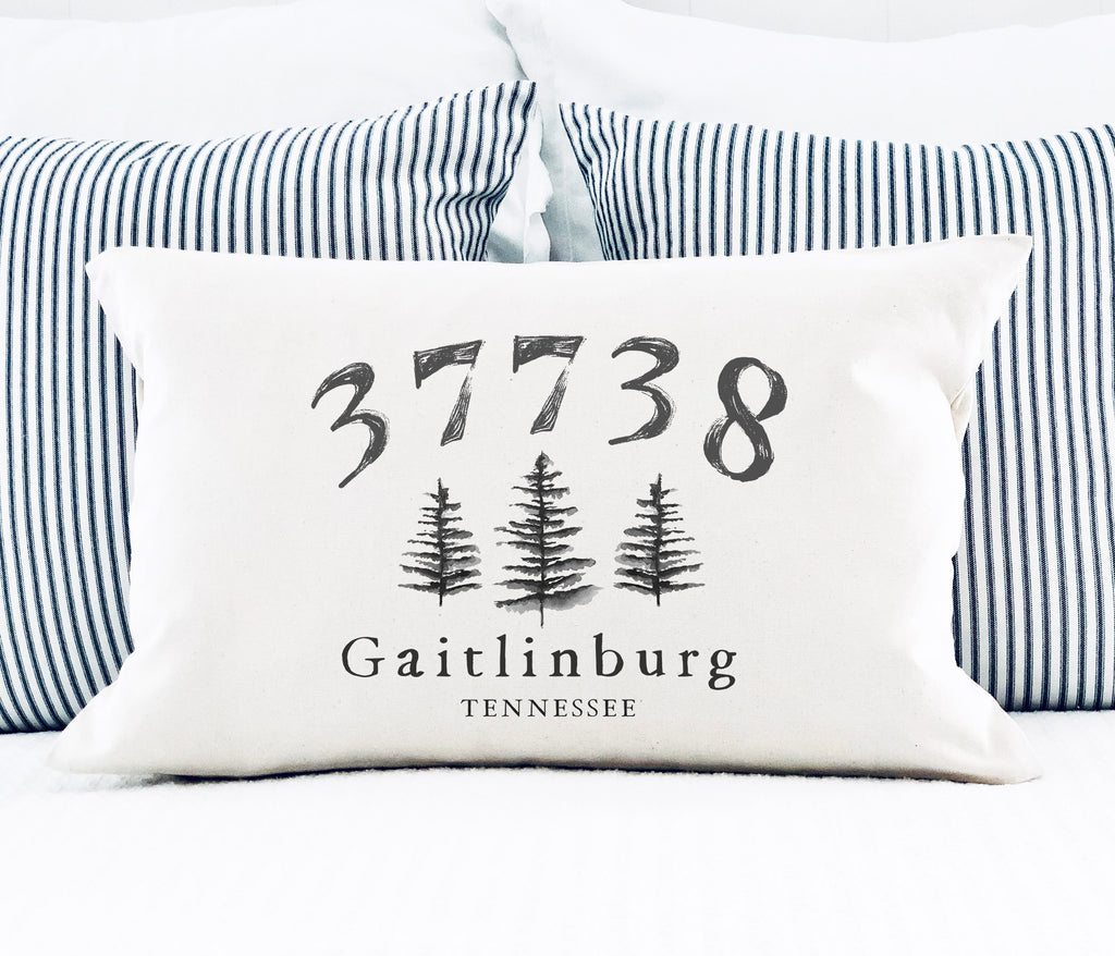 Mountain/Lake Town Zip Code Personalized Pillow