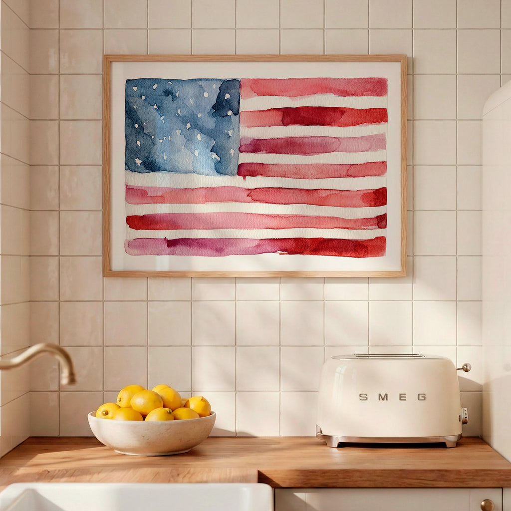 American Flag - Watercolor Art Print