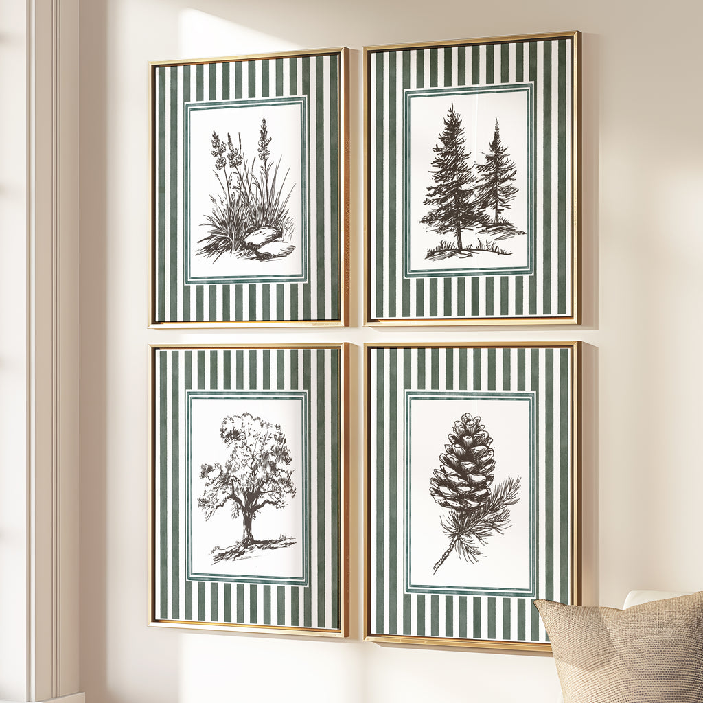 Vintage Woodland Botanical Sketches - Set of 4