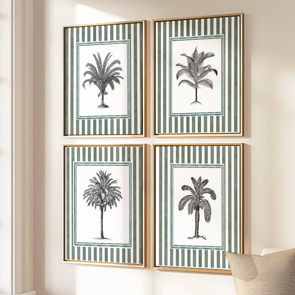 Vintage Tropical Palm Tree Sketches - Set of 4