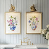 Wildflower Stems in Blue Ginger Vases - Set of 2
