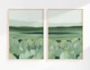 Green Meadows Watercolor Landscapes - Set of 2