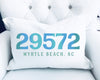 Coastal Beach Town Zip Code Personalized Pillow