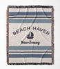 Coastal Beach Town Woven Throw Blanket