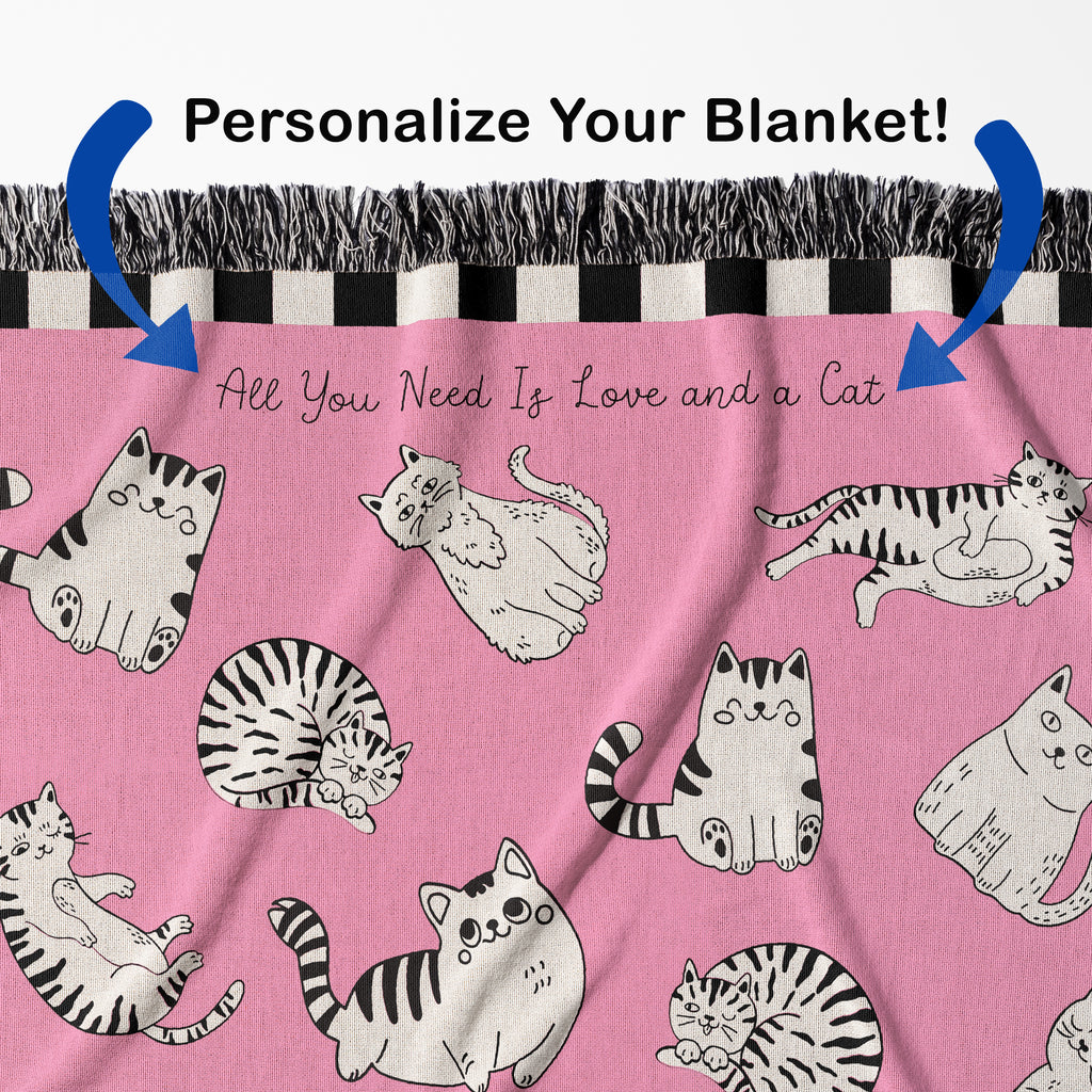 Cat Lovers Woven Cotton Blanket