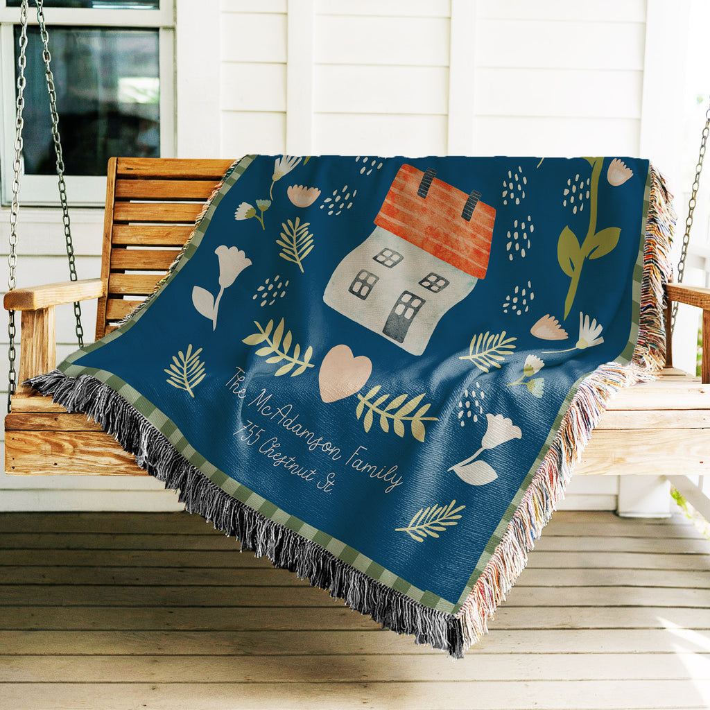 Home Sweet Home Woven Cotton Blanket