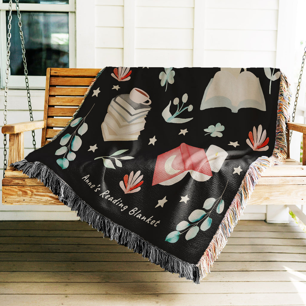 Book Lovers Woven Throw Blanket