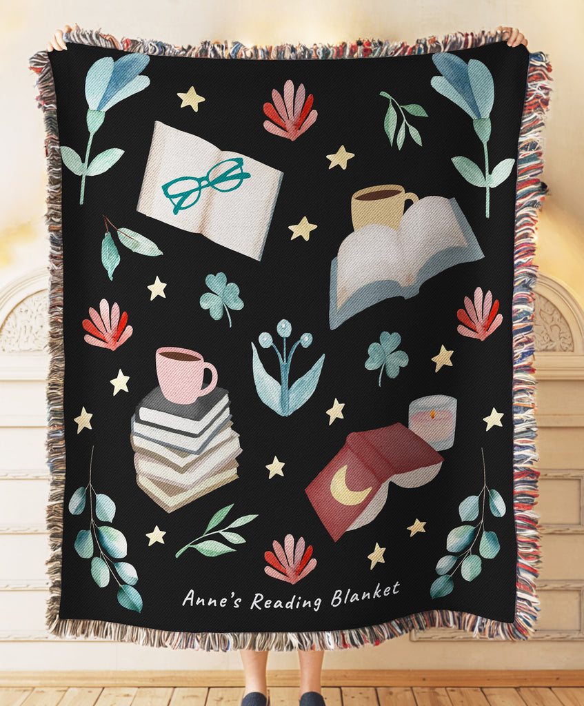 Book Lovers Woven Throw Blanket
