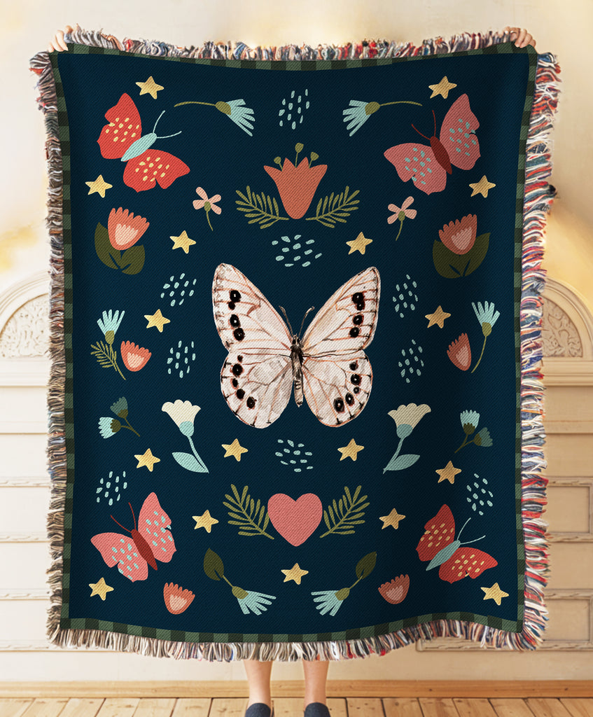 Butterflies Woven Throw Blanket