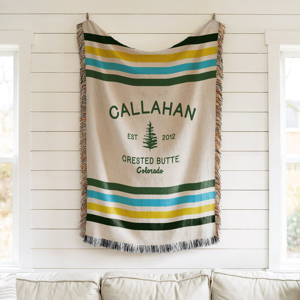 Mountain or Lake Cabin Woven Cotton Blanket