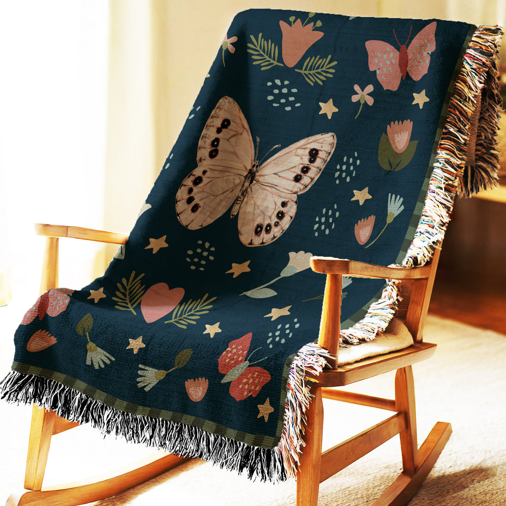 Butterflies Woven Throw Blanket