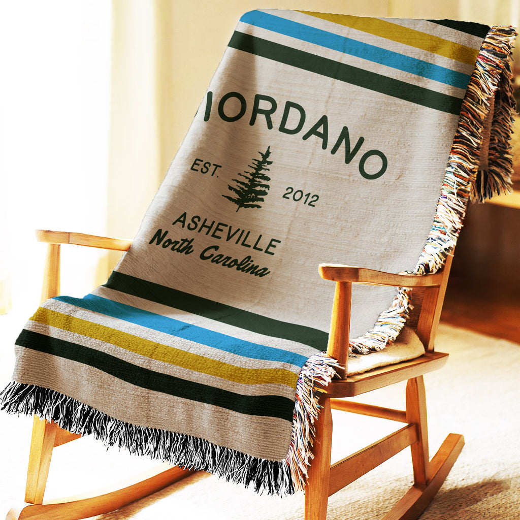 Mountain or Lake Cabin Woven Cotton Blanket
