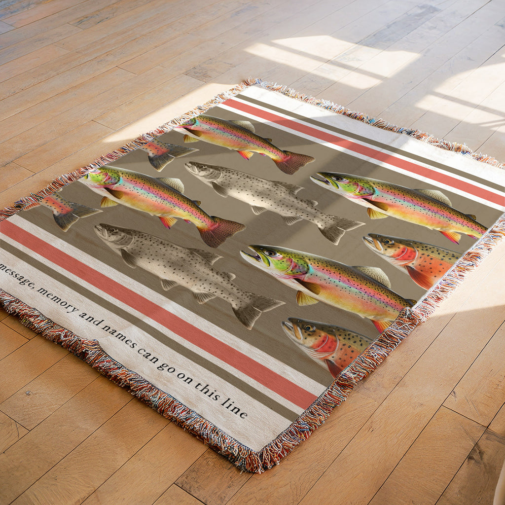 Trout Fishing Woven Cotton Blanket