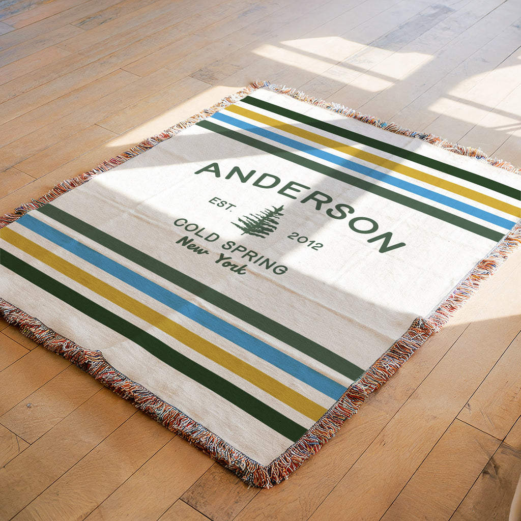 Mountain or Lake Cabin Woven Cotton Blanket
