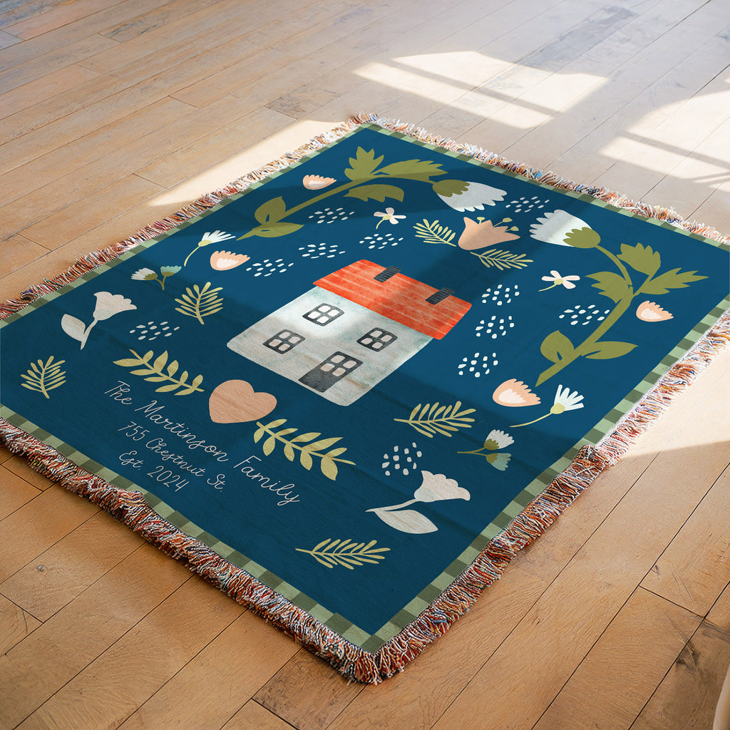 Home Sweet Home Woven Cotton Blanket