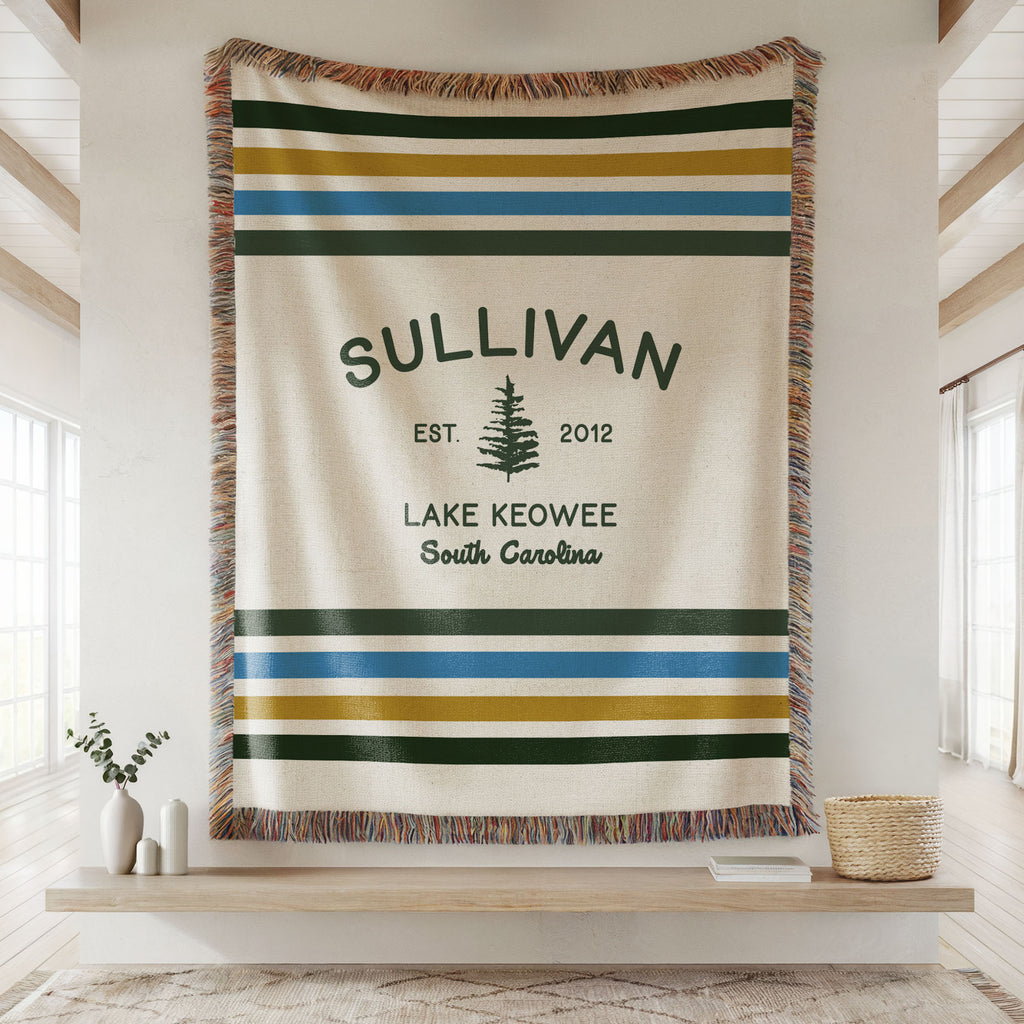 Mountain or Lake Cabin Woven Cotton Blanket