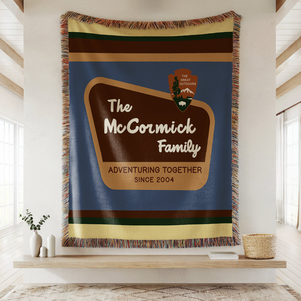 National Park Outdoors Adventure Woven Cotton Blanket
