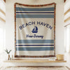 Coastal Beach Town Woven Throw Blanket