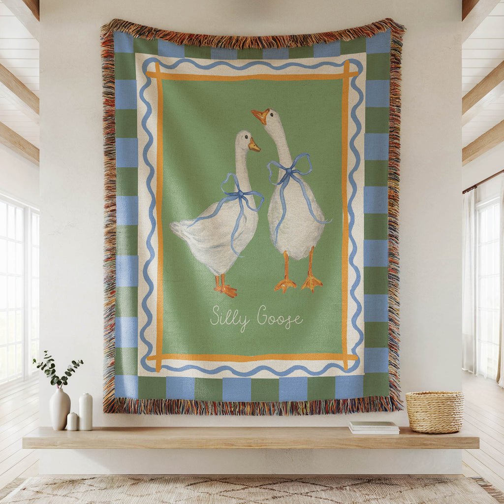Silly Goose Woven Cotton Blanket