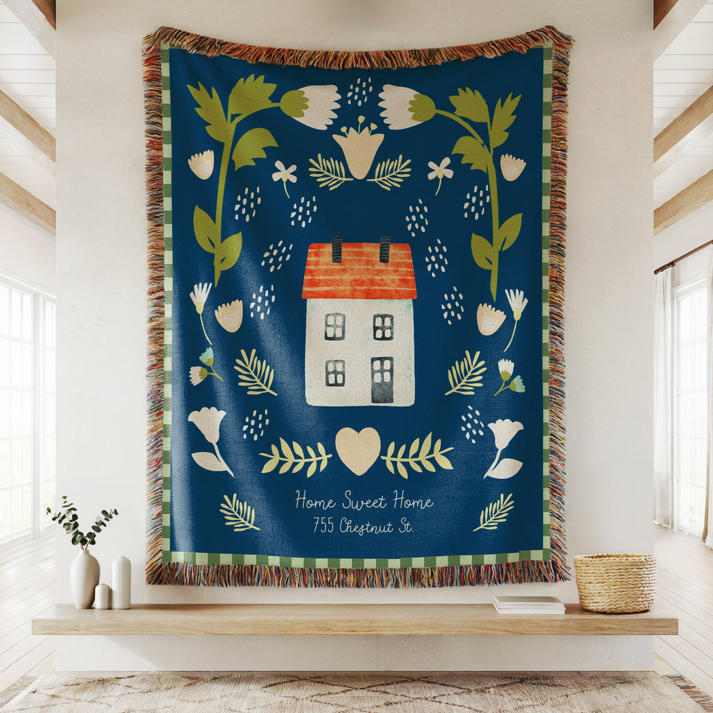 Home Sweet Home Woven Cotton Blanket