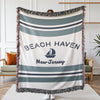 Coastal Beach Town Woven Throw Blanket