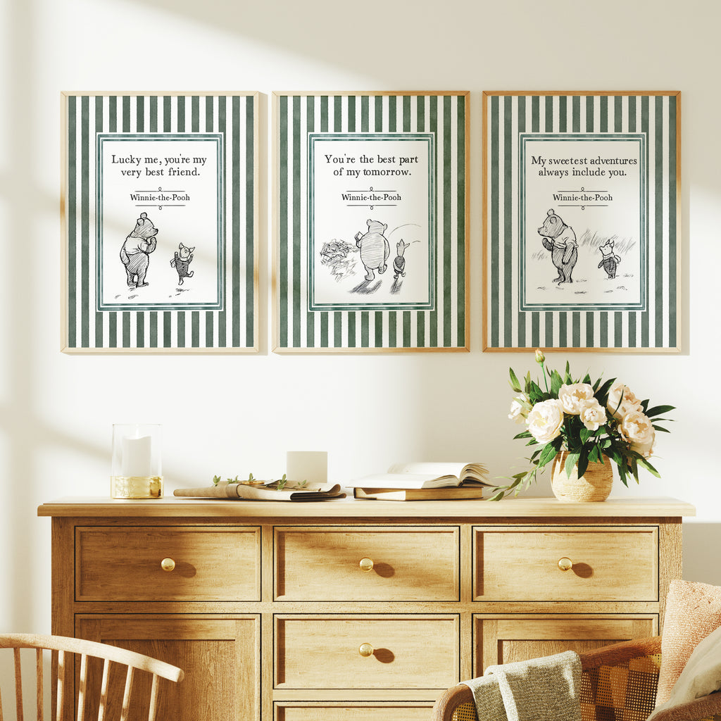 Winnie-the-Pooh - Set of 3 Original Sketches & Quotes