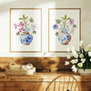 Wildflower Stems in Blue Ginger Vases - Set of 2